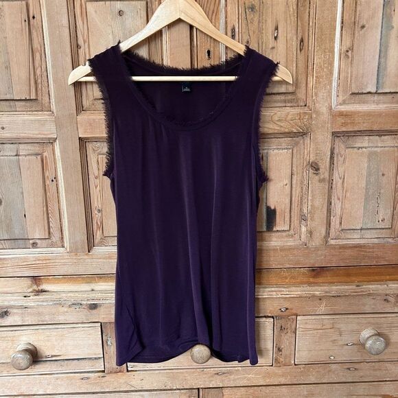 Ann Taylor Small Purple‎ Tank Top Fringe Neckline Blouse - Picture 1 of 5